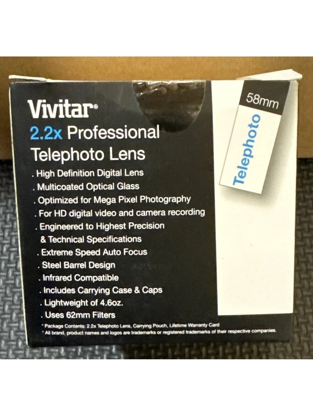 Vivitar 2.2X 58mm Pro Telephoto Lens For 58mm Lens HD4 Optics